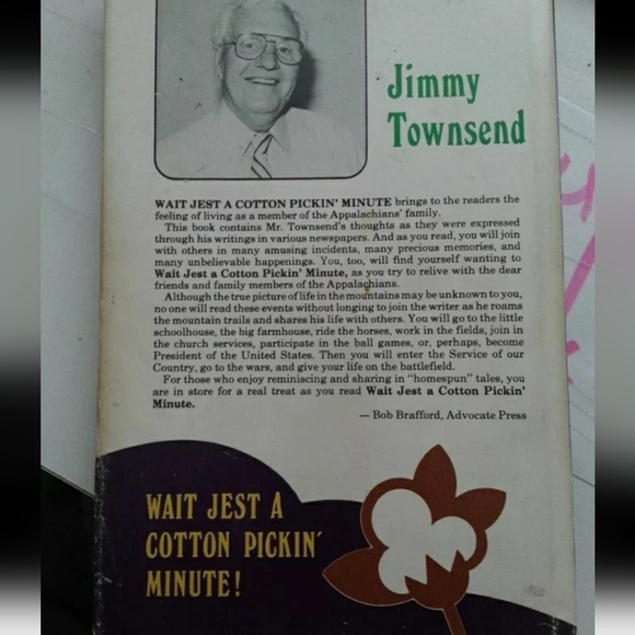 * RARE! Vintage WAIT JEST A COTTON PICKIN MINUTE BOOK SOUTHERN COFFEE TABLE - Picture 4 of 5